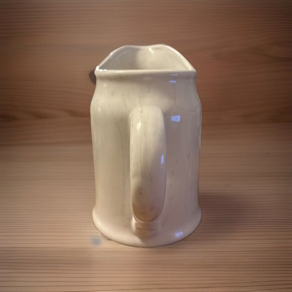 Home Essentials White Ceramic Pitcher Milk Farm House Cottagecore Country Boho - Picture 3 of 9